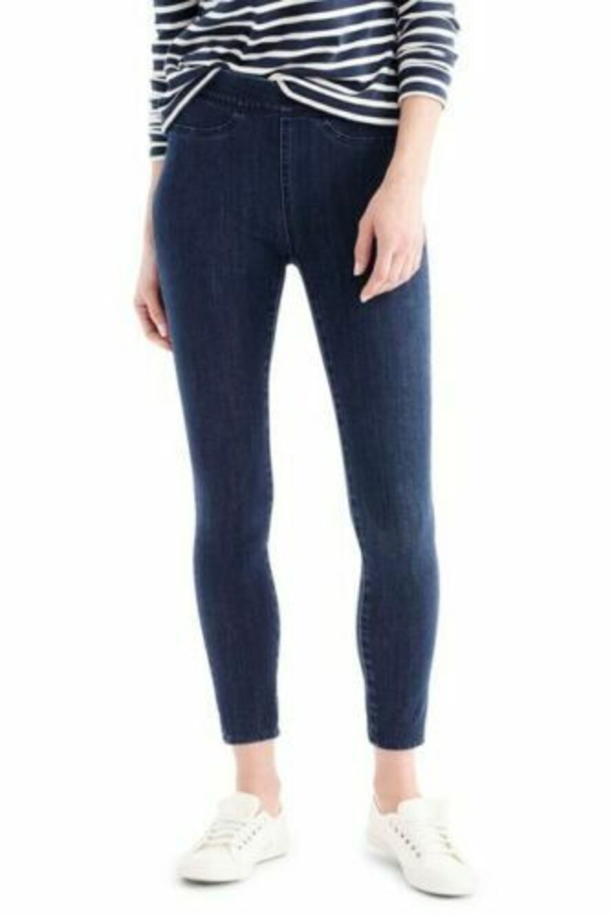 J. Crew womens Navy Pull On Denim Toothpick Leggings Jeans size 25 x 27" inseam